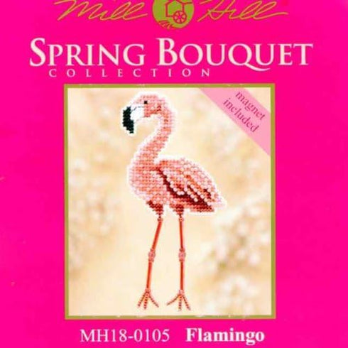 Flamingo Beaded Counted Cross Stitch Ornament Kit Mill Hill 2010 Spring Bouquet MH180105...