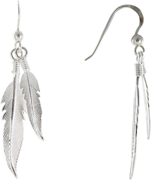LES POULETTES JEWELS - Sterling Silver Earrings Two Feathers...