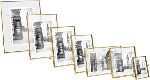 Isaac Jacobs 6x8, Antique Gold, Vintage Style Brass and Glass, Metal Floating Picture Frame (Vertical) with Locket Closure, for Photos, Art, & Mor...