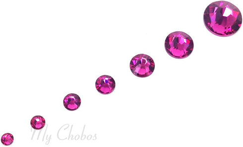 FUCHSIA (502) hot pink 144 pcs Swarovski 2058/2088 Crystal Flatbacks rose pink rhinestones nail art assorted mixed with Sizes ss5, ss7, ss9, ss12,...