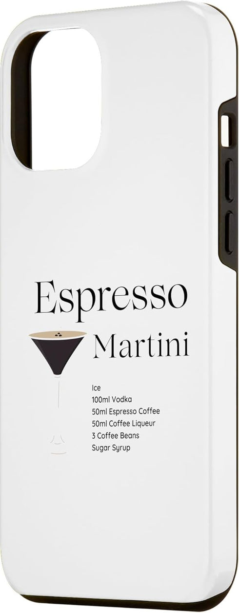 iPhone 14 Plus Espresso Martini Recipe Classic with Glass in Black Case...