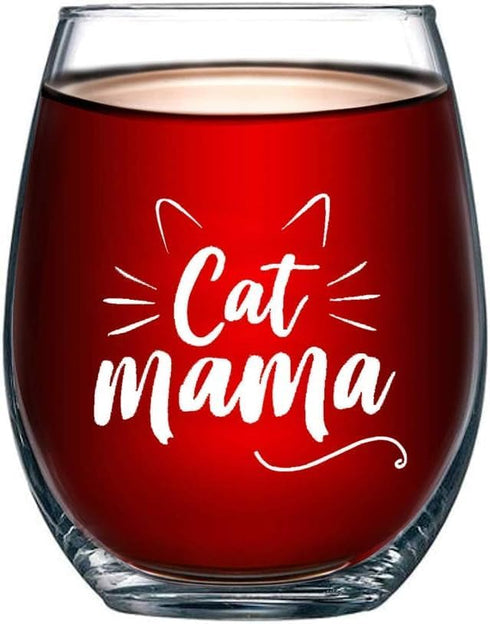 Cat Mama Wine Glass Mothers Day Gifts for Wife from Husband Daughter Son-Wife, Mom Gifts -Funny Birthday Gifts for Wife,Any Mom,New Mom,Mom to be,...