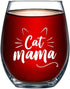 Cat Mama Wine Glass Mothers Day Gifts for Wife from Husband Daughter Son-Wife, Mom Gifts -Funny Birthday Gifts for Wife,Any Mom,New Mom,Mom to be,...