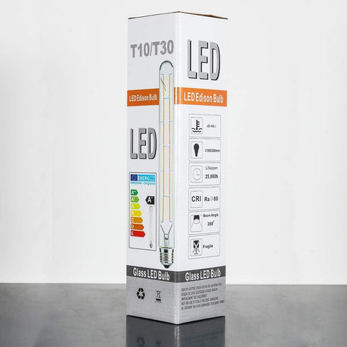 Leools Vintage LED Filament Bulb T300, 6W Dimmable T10 Edison Light Bulb Long Tubular Antique LED Light,E26 Base,Clear Glass,Warm White,2700K, 600...