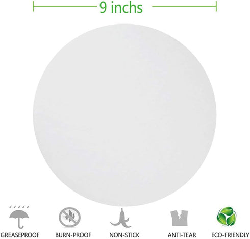 Parchment Paper Baking Circles, 9 inch Diameter Round Non-Stick Parchment Paper Liner for Baking Cakes, Cooking, Dutch Oven, Tortilla Press, Grill...