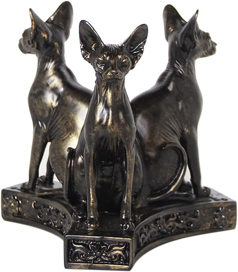 Kino Triple Sphinx Cats Crystal Sphere Ball Stand Display Base Holder Resin Figurines Statue Home Decoration for 60-70mm Sphere (Sphinx cat)...
