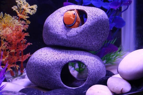 Aquarium Decoration Rock Caves, Hideaway for Shrimp Cichlid Hiding Breeding Spawning, Professional Hideout Decor for Territorial Fish (2 PIECES SE...