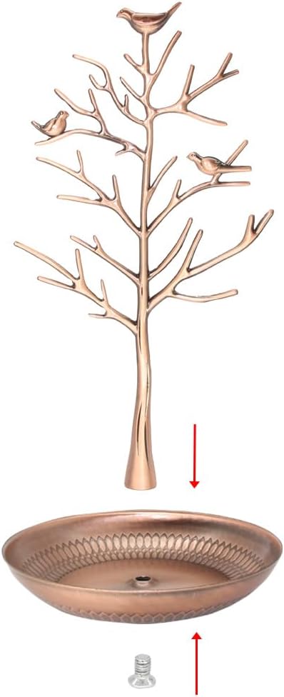 INVIKTUS Silver Birds Tree Jewelry Stand Display Earring Necklace Holder Organizer Rack Tower...