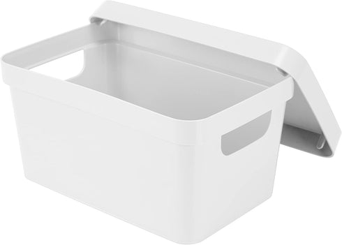 Simplify Small Vinto Storage Box | Click Tight Lid | Dimensions: 9.76" x 6.69" x 4.84" | Stackable | Home Organization | 2 Handles | White...