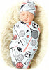 Galabloomer Newborn Swaddle Blanket with Beanie Set Baby Boy Receiving Blanket Sports Ball...