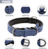 SUFEI Leather Soft Padded Dog Collar Breathable Adjustable Waterproof Tactical Pet Collar with Metal Buckle for Small Medium Dogs (S, Dark Blue)...