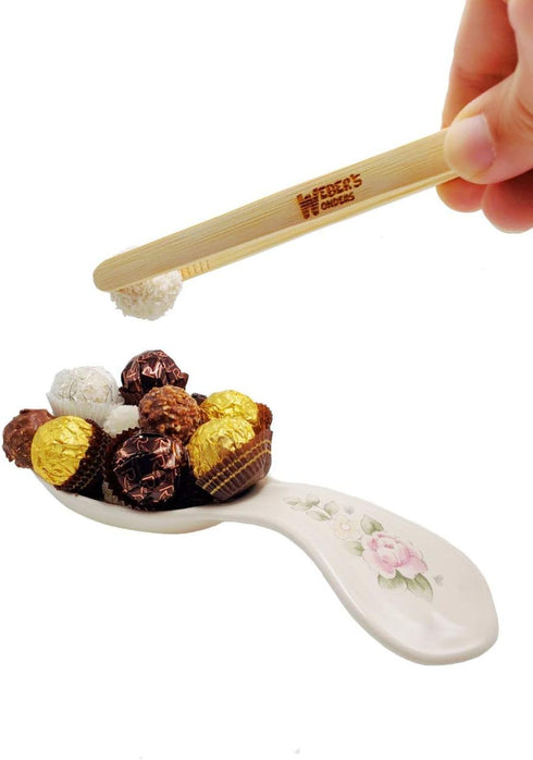 Weber's Wonders Set Of 2 Reusable Bamboo Toast Tongs - Wooden Toaster Tongs For Cooking & Holding - 8 Inch Long - Ideal Kitchen Utensil For Cheese...