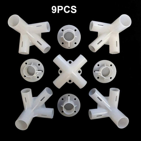 9pcs White Tent Replacement Spare Parts 3x3m, Awning Tent Feet Corner Center Connector,for 25 19mm Tent Connectors, White Tent Replacement Spare P...