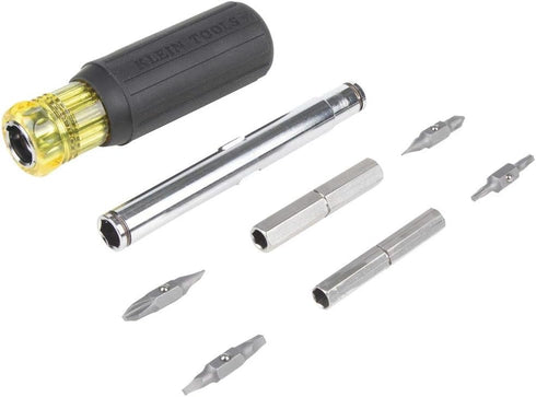 Klein Tools 32500MAG Magnetic Multi-Bit Screwdriver / Nut Driver, 11-in-1 Multi Tool with 8 Bits, 3 Nut Driver Sizes, Cushion Grip Handle...