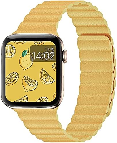 INI Compatible with Apple Watch Band 49mm 46mm 45mm 44mm 42mm 41mm 40mm 38mm - Adjustable Leather Strap with Magnetic Closure System for iWatch Se...