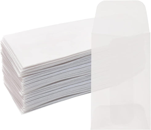 60pcs White Translucent Paper Envelope Bag Mini Butter Paper Pouches Clear Glassine Gift Small Bag for Jewelry Ring Tag Photo Necklace Stud Earrin...