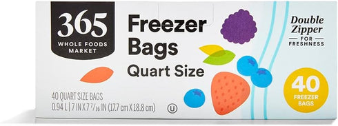 365 by Whole Foods Market, Quart Double Zipper Freezer Bag, 40 Count...