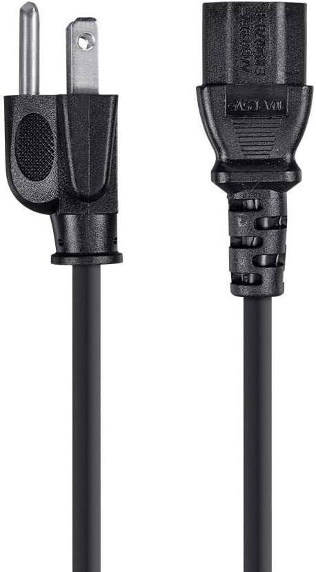 Monoprice 3ft 16AWG Power Cord Cable w/ 3 Conductor PC Power Connector Socket (C13/5-15P) - Black...