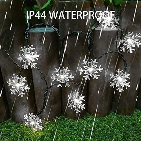 Dazzle Bright 100 LED Solar Christmas Snowflake Lights Outdoor, 39 FT Solar Powered Snowflake String Lights Waterproof for Xmas Tree, Holiday, Wed...