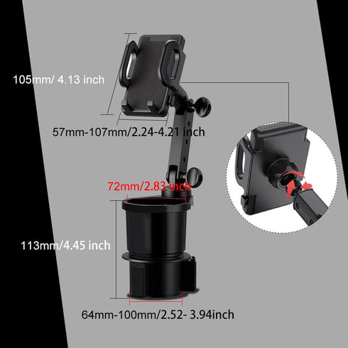 Cell Phone Holder for Car, Car Cup Holder with Phone Mount, Multifunctional Cup Holder, 360 Degrees Rotation Cup Holder Cellphone Mount, 2-in-1 Cu...