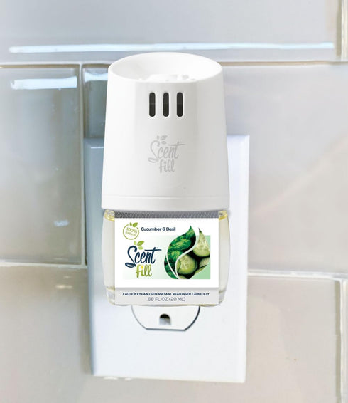 Scent Fill 100% Natural Cucumber Basil Plug in Air Freshener, Scented Oil Refills, 3 Refills...