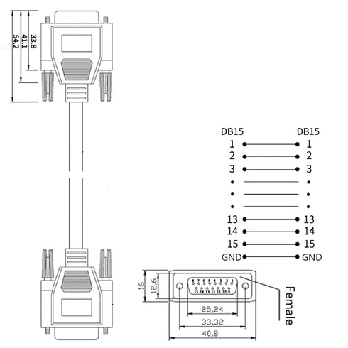 10ft 28AWG DB15 RS232 15 Pin Serial Extension Cable, Female to Female 15-Pin Gold Plated Connecter Straight Through Cord...