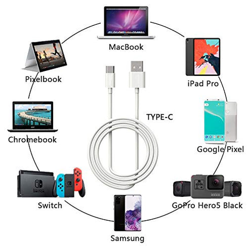 6ft USB-C to USB-A Fast Charger Cable for iPad Pro, Galaxy, MacBook Air, Nintendo Switch, Pixel, LG, Sony, OnePlus...