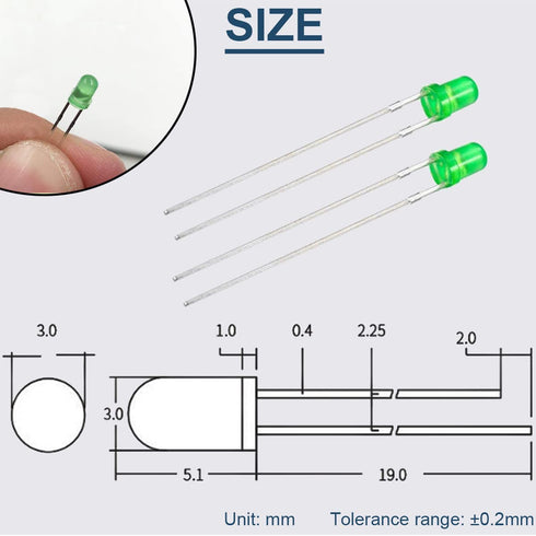 250PCS LED Diode 3mm LED Light Emitting Diode 2pin RoundIn-line LED Bead Assembly Mix Color (Red, Yellow, Blue, Green and White 5 Colors)...