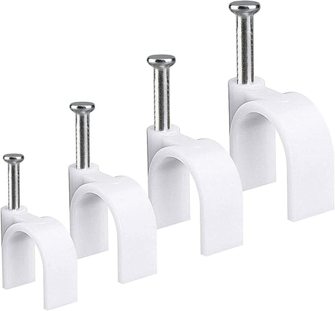 Round Cable Wire Clips, RG6/RG59/CAT5/CAT6/RJ45 Electrical Ethernet Dish TV Speaker Wire Cord Tie Holder, Single Coaxial Nail Clamps (6mm + 8mm + ...