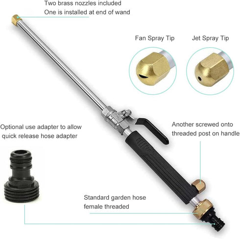 Foneso High Pressure Wand Power Washer Extendable Garden Hose Watering Sprayer with Jet Spray Tip and Fan Spray Tip for Car Washing or Garden Clea...