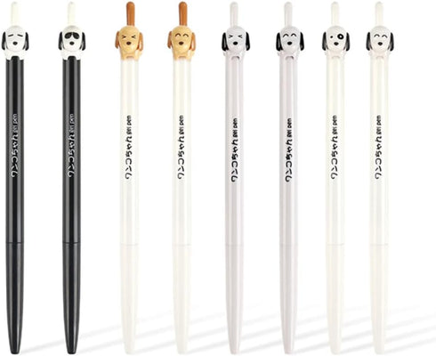 12-Pack Premium refillable&retractable cute dog gel pens,Fine Point 0.5mm black ink,12 pcs of fun pens...