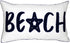 Nautical Style Embroidered Beach Throw Pillow Cover, White, 20" x 12"...