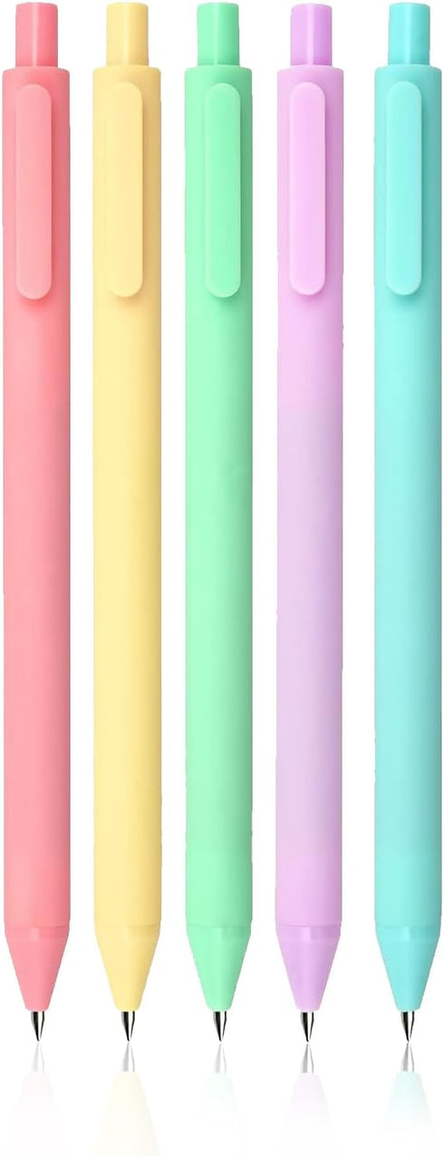 5pcs Gel Pens, Retractable Quick Dry Black Ink Pens Fine Point 0.5mm Premium Smooth Writing Pens for School Office Supplies (Macaron Color)...