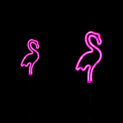 Flamingo Solar Garden Stake Light, 1 Pack Outdoor Solar Pathway Light for Lawn Patio Yard Walkway, Neon Pink Lighting (29.5" Height)...