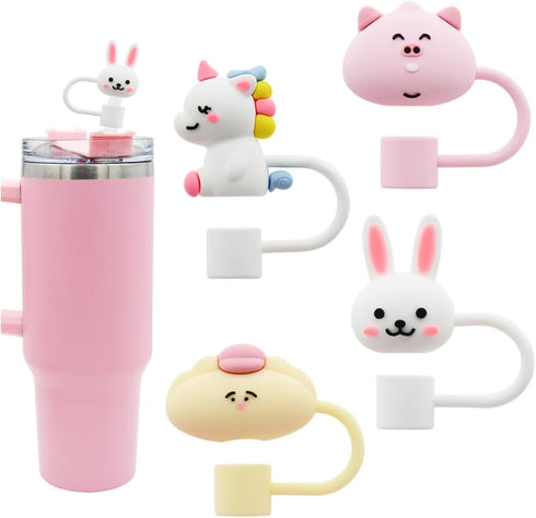 1Pc Pink Peach Straw Cap,8mm,Reusable Straw Tips Lids Drinking Straw Dispensers,Cute Silicone Straw Covers Cap for Stanley Cup,Dust-Proof Drinking...