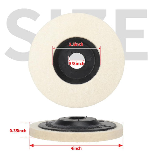 4 Inch Premium Wool Felt Polishing Disc, for 5/8 Angle Grinder, Very-Fine Buffing Wheel for Metal Wood Auto Body Work, 5 Pack...
