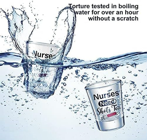 Patelai Nurse Need Shots Too, Funny Glass Gift for Women and Male Mom Sister or Friend Present for Nursing Graduation Nurses Day Party 2 oz(2 Piec...