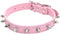 Spiked Studded Leather Dog Collar Mushrooms Rivets Cat Collar for Small Medium Dog Cat Puppy Kitty (S, Pink)...