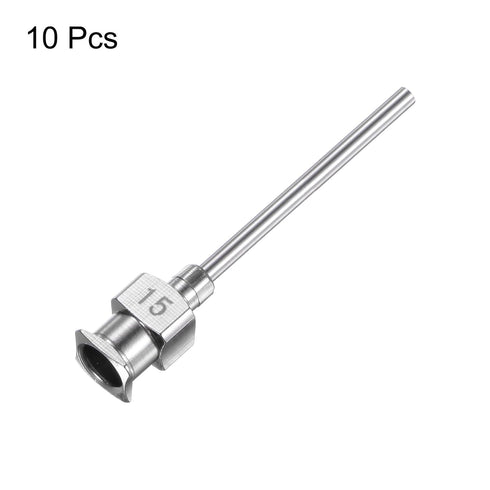 10pcs 15Gauge Stainless Steel Dispensing Needles, 1" All Metal Glue Needle Tube Blunt Tips Luer Lock for Thick Liquids, Ink, Glue, Lab Use...