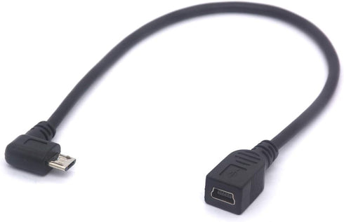 Mini USB Female to Micro USB Left Cable Cord - 90 Degree B Micro USB Male to Mini Female Connector Adapter for MP3 Camera (Left)...