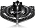 Women's Irish Claddagh Ring - 925 Sterling Silver Black Cross Heart Shape Cubic Zirconia 7 Ring Engagement Wedding Love Crown Ring Timeless Classi...