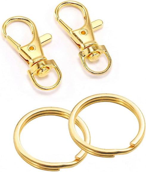 60 Pcs Premium Gold Swivel Clasps Lanyard Snap Hooks with Key Rings, Key Chain Clip Hooks Lobster Claw Clasps for Keychain Clip Lanyard, Jewelry M...