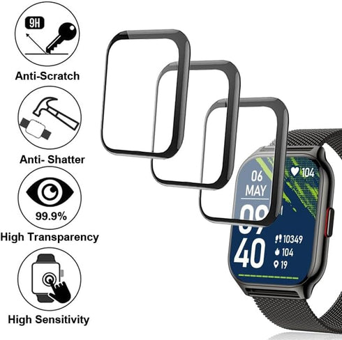 3D Screen Protector Compatible with Popglory Kimeag ZOSKVEE P95 2.01” and SKG V7 1.95" Smart Watch, 3-PACK...