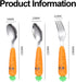 Travel Cutlery Set Baby, 3 PCS Toddler Utensils, Kids Spoon And Fork Self-Feeding, Carrot Child Flatware Sets, Stainless Steel Fun Baby Silverware...