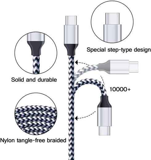 USB Wall Charger Block 2.1A Dual Port Samsung Charger Plug with 2Pack 6ft Nylon Braided Type C Cable for Samsung Galaxy S24 S23 FE S22 S21 S20 S10...