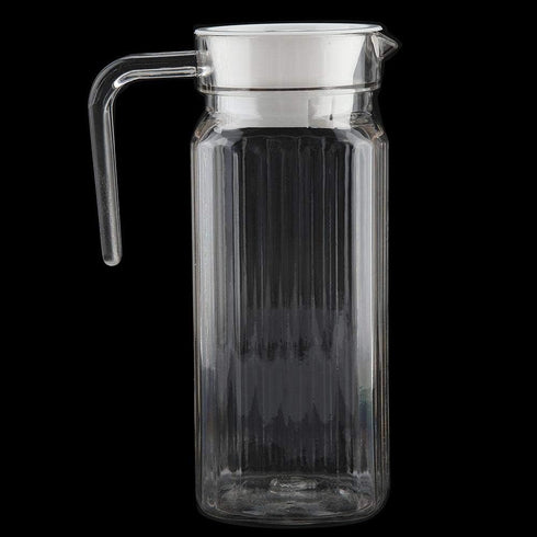 Fdit Acrylic Transparent Juice Bottle Striped Water Ice Cold Juice Jug with Lid great for Homemade Juice & Cold Tea or for Milk Bottles Reusable D...