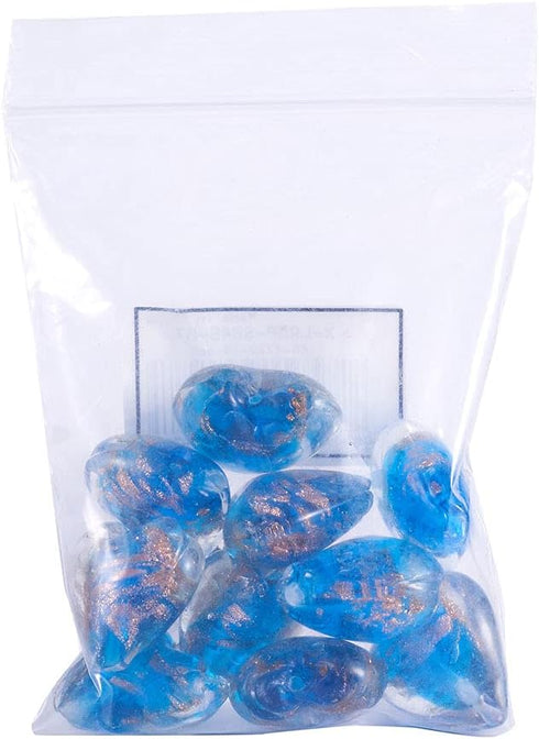 Cheriswelry 10pcs Blue Heart Handmade Goldsans Lampwork Glass Beads Crystal Love Heart Mini Loose Spacer Beads Charms 28x28mm 2mm Hole for DIY Ear...