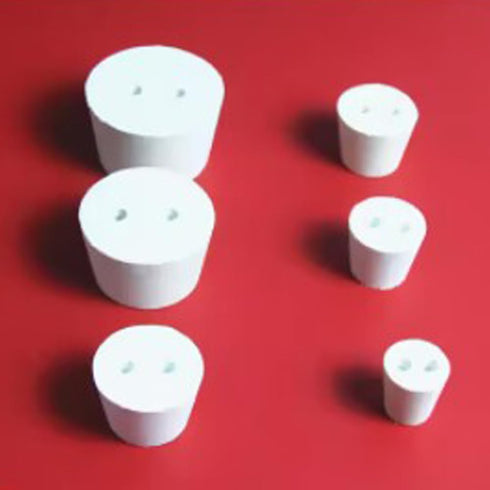 stonylab Solid Rubber Stoppers with Dual-Hole, 5-Pack Air-Tight 8# Natural Rubber Stoppers Lab Seal for Chemical Experiments...