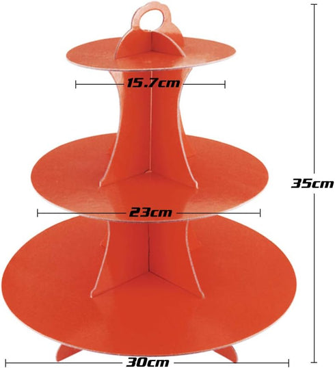 3 Pack 3-Tier Colorful Round Cardboard Cup Cake Holder Stand Dessert Tower, Reusable Pastry Serving Platter Food Display, Birthday Wedding Special...
