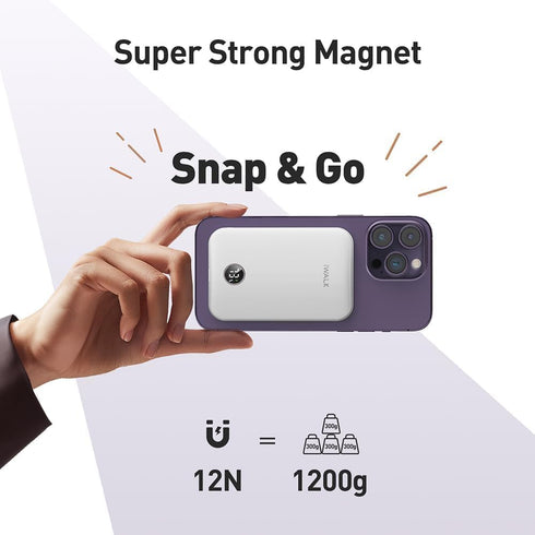 iWALK Magnetic Portable Charger,5000mAh 18W Wireless Slim Power Bank Battery Pack with LED Display and Comfortable Grip Only Compatible with iPhon...